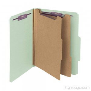 Smead Pressboard Classification File Folder with SafeSHIELD Fasteners 2 Dividers 2 Expansion Letter Size Gray/Green 10 per Box (14076) - B00006IF2A