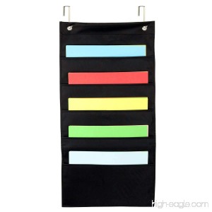 Eamay Hanging File Wall Organizer Cascading Wall File Organizer 5 Pockets Letter Size Black for Classroom Office Home File Organizer (Black -5 Pockets) - B0776NWZ99