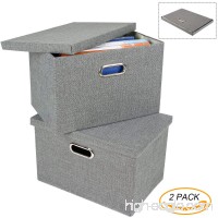 File Storage Box  Collapsible Decorative Linen Filing & Storage  Portable Office Doucment Organizer | Letter/Legal  2 Pack - B07D8NFYRS