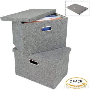 File Storage Box Collapsible Decorative Linen Filing & Storage Portable Office Doucment Organizer | Letter/Legal 2 Pack - B07D8NFYRS