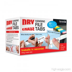 Filertek Hanging File Dry-Erase Reusable Tabs for Hanging Files with Dry-Erase Pen Box of 50 Tabs Assorted Colors (FT-1150C) - B004LO976Y