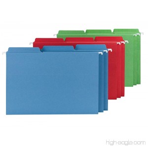 Smead FasTab Hanging File Folder 1/3-Cut Built-In Tab Legal Size Assorted Colors 18 Per Box (64153) - B00607V1MI