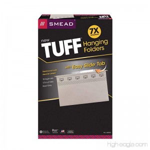 Smead TUFF Hanging File Folder with Easy Slide Tab 1/3-Cut Sliding Tab Legal Size Steel Gray 18 per Box (64093) - B002M9GL5U