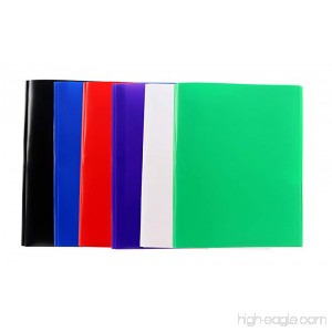 6-Pack Two Pocket Poly Portfolio with Prongs - Red White Green Purple Blue Black - B075MQG15W