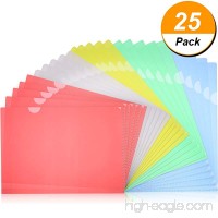 Bememo 25 Pieces Transparent Document Folder Copy Safe A4 Letter Size Project Pockets Set of 5 Assorted Colors  Yellow  Green  Blue  Red  Clear - B07BLXBDM8