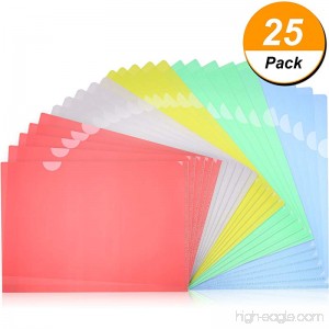 Bememo 25 Pieces Transparent Document Folder Copy Safe A4 Letter Size Project Pockets Set of 5 Assorted Colors Yellow Green Blue Red Clear - B07BLXBDM8
