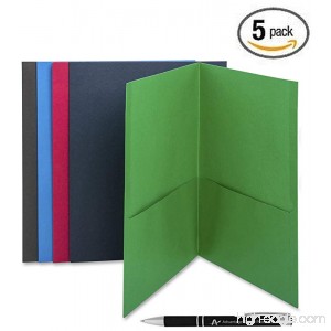Business Source Two Pocket Folders 5-Pack Assorted Colors Made of Sturdy Paper Stock 35% Recycled Content Made in USA Includes Bonus AdvantageOP Custom Retractable Pen - B07BR2PCZ8