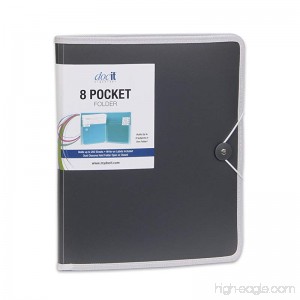 DocIt 8 Pocket Folder Multi pocket Folder Perfect for School Office and Project Organization Expanding Folder Holds 200 Letter Size Papers Grey (00908-GY) - B00DUF3BA8