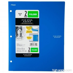 Five Star 2 - Pocket Folder Stay-Put Tabs Plastic (38060) (BLUE) - B074C1ZYRP