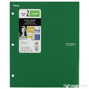 Five Star 2 - Pocket Folder Stay-Put Tabs Plastic. No Prongs (GREEN) - B079MC29Z3