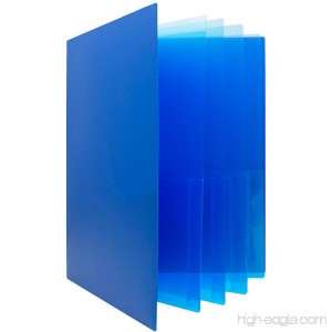 JAM PAPER Heavy Duty Plastic Multi Pocket Folders - 10 Pocket - Blue - Sold Individually - B06XYR4Y15