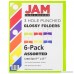 JAM Paper Laminated Two Pocket Glossy 3 Hole Punch Folders - Assorted Primary Colors - 6/pack - B00W2HXTD4