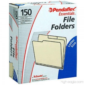 NEW Pendaflex Essentials File Folders Letter Size 1/3 Cut Manila 150/Pk - 217735 - B071YVWMCZ