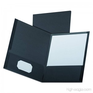 Oxford Linen Twin Pocket Portfolios Black 25 per Box (53406EE) - B0006HXAN6