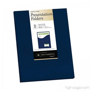Southworth Resume Presentation Folders 9” x 12” 105 lb Single-Pocket Felt Finish Navy Cardstock 8 Folders (98874) - B00UPE057O