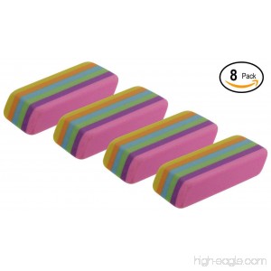 Emraw Assorted Color Rainbow Pencil Eraser Rubber - PVC & Latex Free Safe for Fine Papers (8-Pack) - B07C54M5HQ