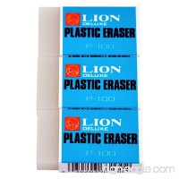 Lion Translucent White Plastic Erasers  3 EA/Pack  1 Pack (P-100P) - B001U6ZNL4