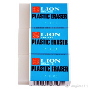 Lion Translucent White Plastic Erasers 3 EA/Pack 1 Pack (P-100P) - B001U6ZNL4