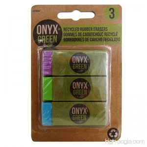 Onyx and Green 3-Pack Erasers with Sleeve Recycled Rubber (2202) - B00OKR6SLO